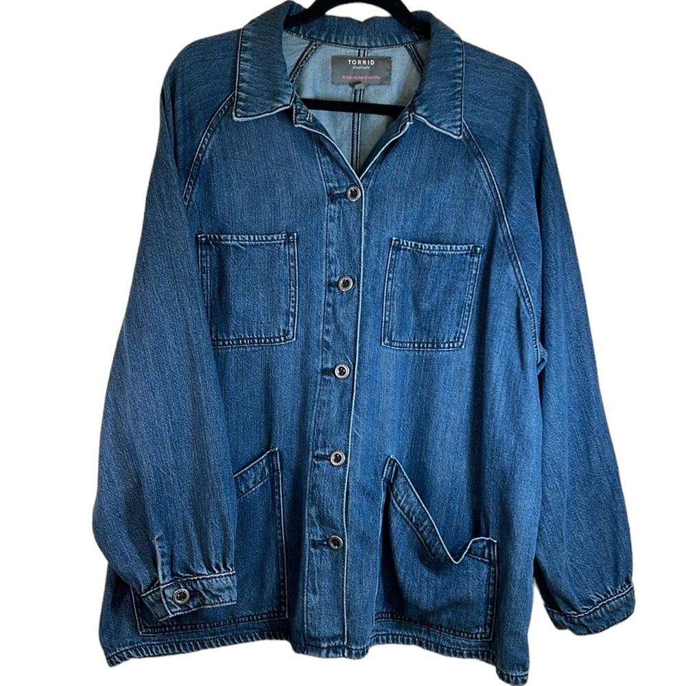 Torrid Tencel Chore Jacket, Blue Jean, Women's 2 / 2X / 18-20
